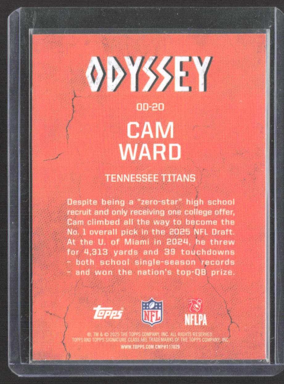 2025 Topps Signature Class #OD-20 Cam Ward Odyssey