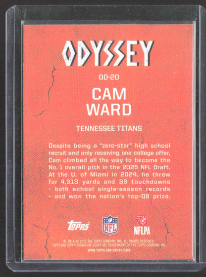 2025 Topps Signature Class #OD-20 Cam Ward Odyssey