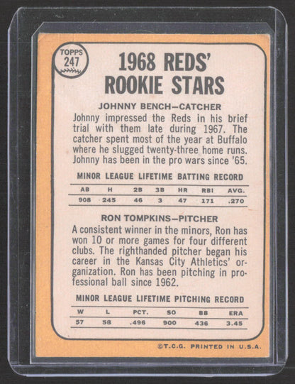 1968 Topps #247b Reds 1968 Rookie Stars (Johnny Bench / Ron Tompkins)