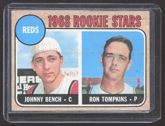 1968 Topps #247b Reds 1968 Rookie Stars (Johnny Bench / Ron Tompkins)