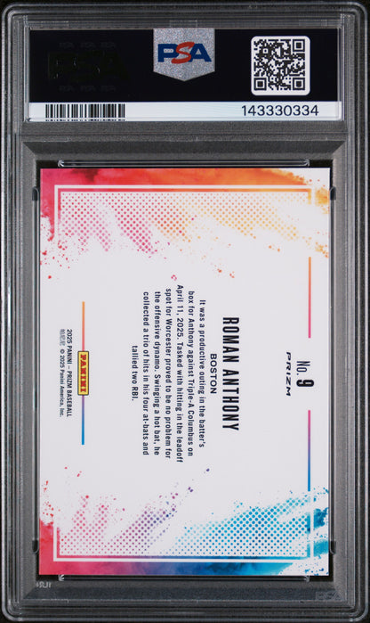 2025 Panini Prizm Color Blast #9 Roman Anthony PSA 10