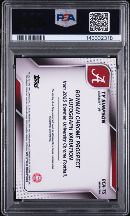 2025 Bowman U Chrome Ty Simpson Prospect Autographs Refractor PSA 10 #/299