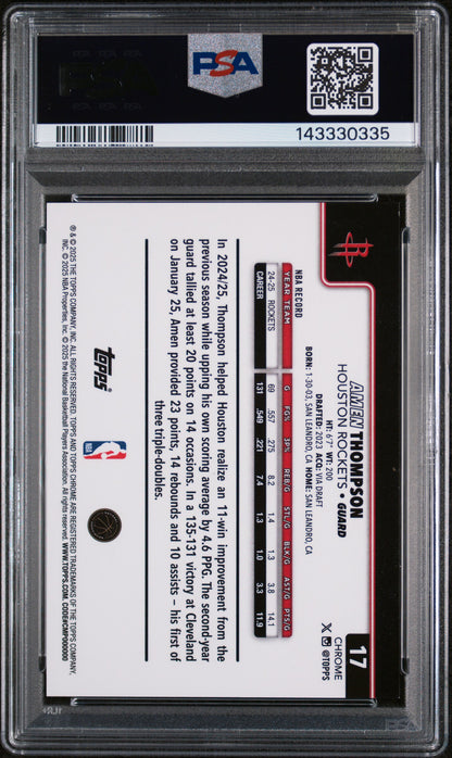 2025 Topps Chrome #17 Amen Thompson Gold Refractor PSA 9
