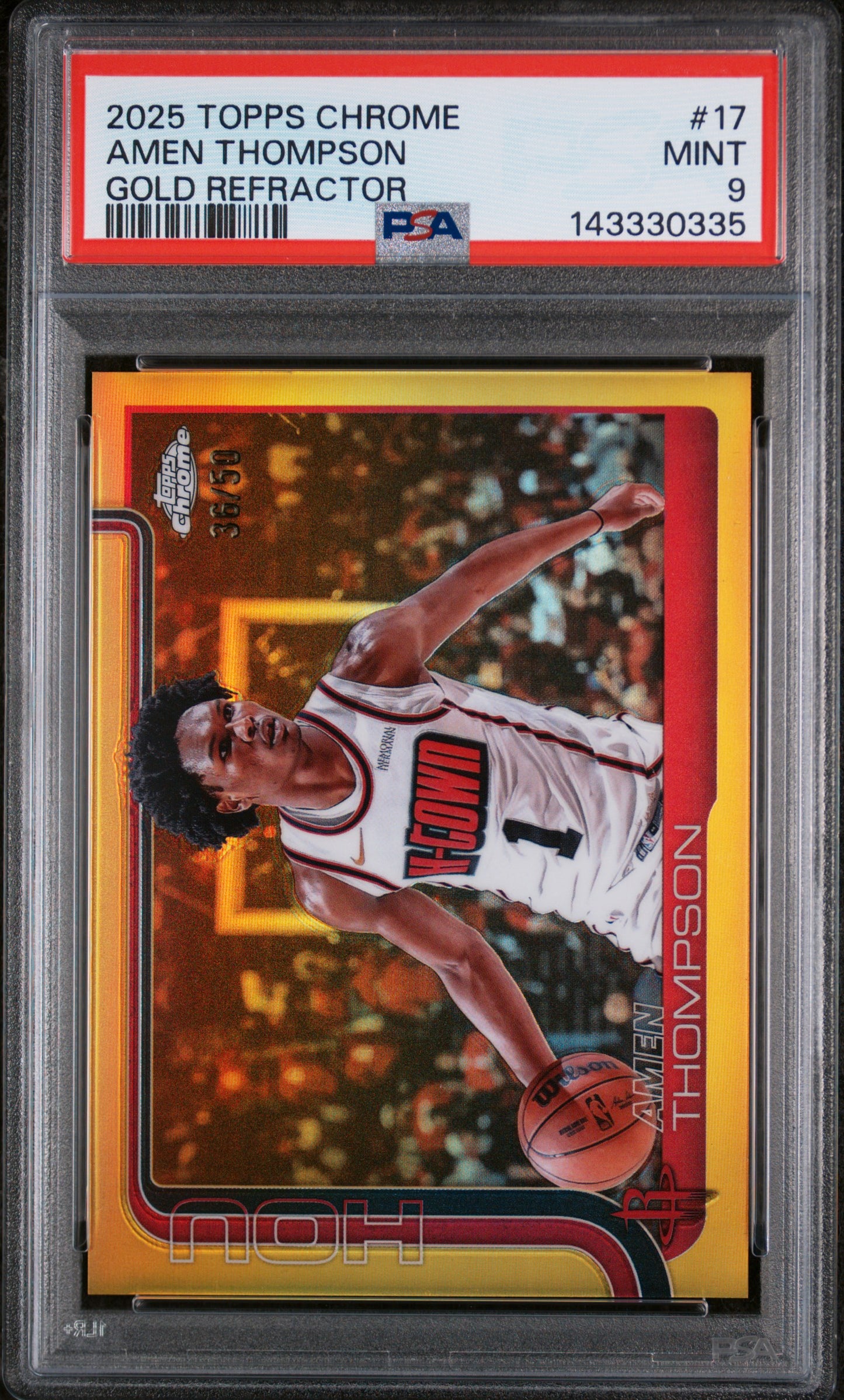 2025 Topps Chrome #17 Amen Thompson Gold Refractor PSA 9