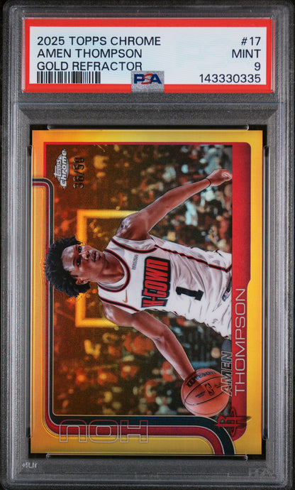 2025 Topps Chrome #17 Amen Thompson Gold Refractor PSA 9