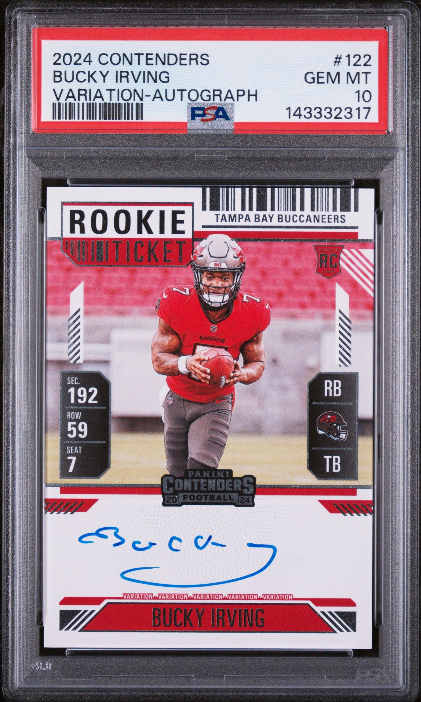 2024 Panini Contenders #122 Bucky Irving PSA 10