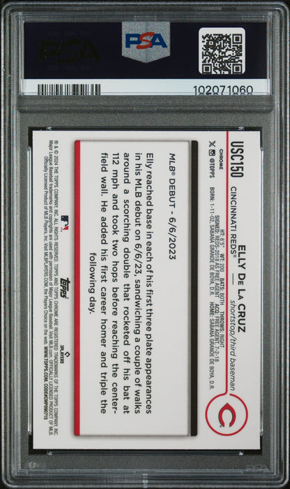 2024 Topps Chrome Update #USC150 Elly De La Cruz Magenta Refractor PSA 10