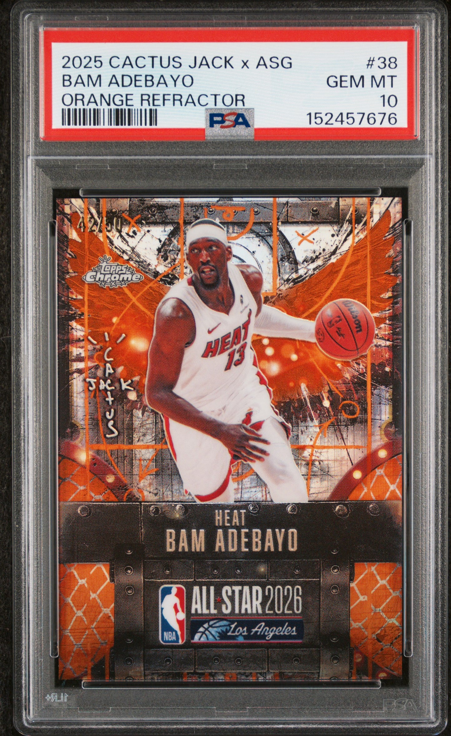 2025 Topps Chrome Cactus Jack X ASG Bam Adebayo Orange Refractor #38 PSA 10