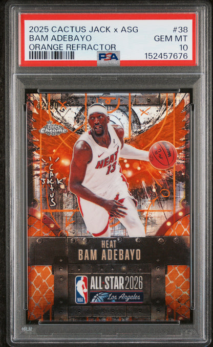 2025 Topps Chrome Cactus Jack X ASG Bam Adebayo Orange Refractor #38 PSA 10