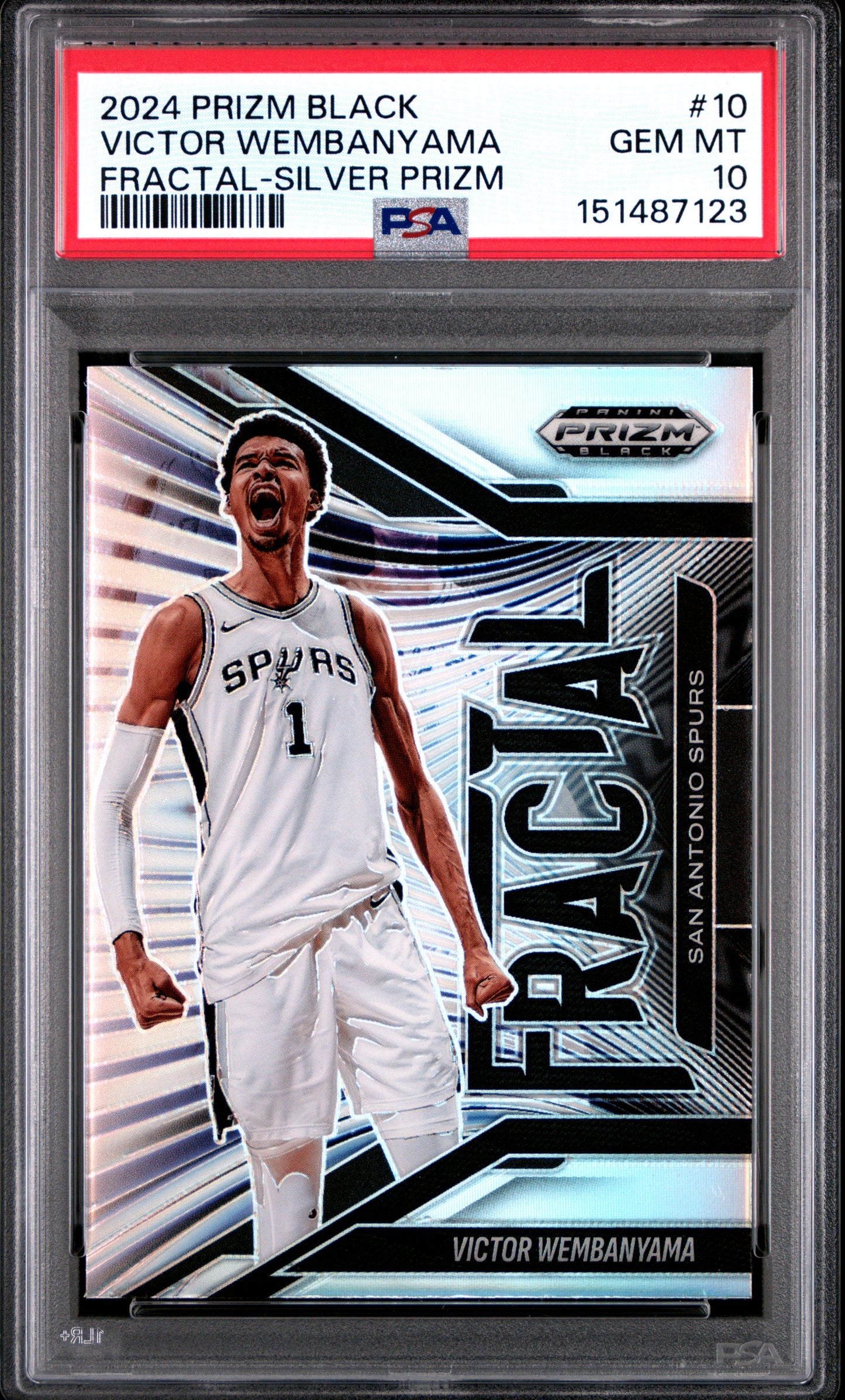 2024-25 Panini Prizm Black #10 Victor Wembanyama Fractal Silver PSA 10