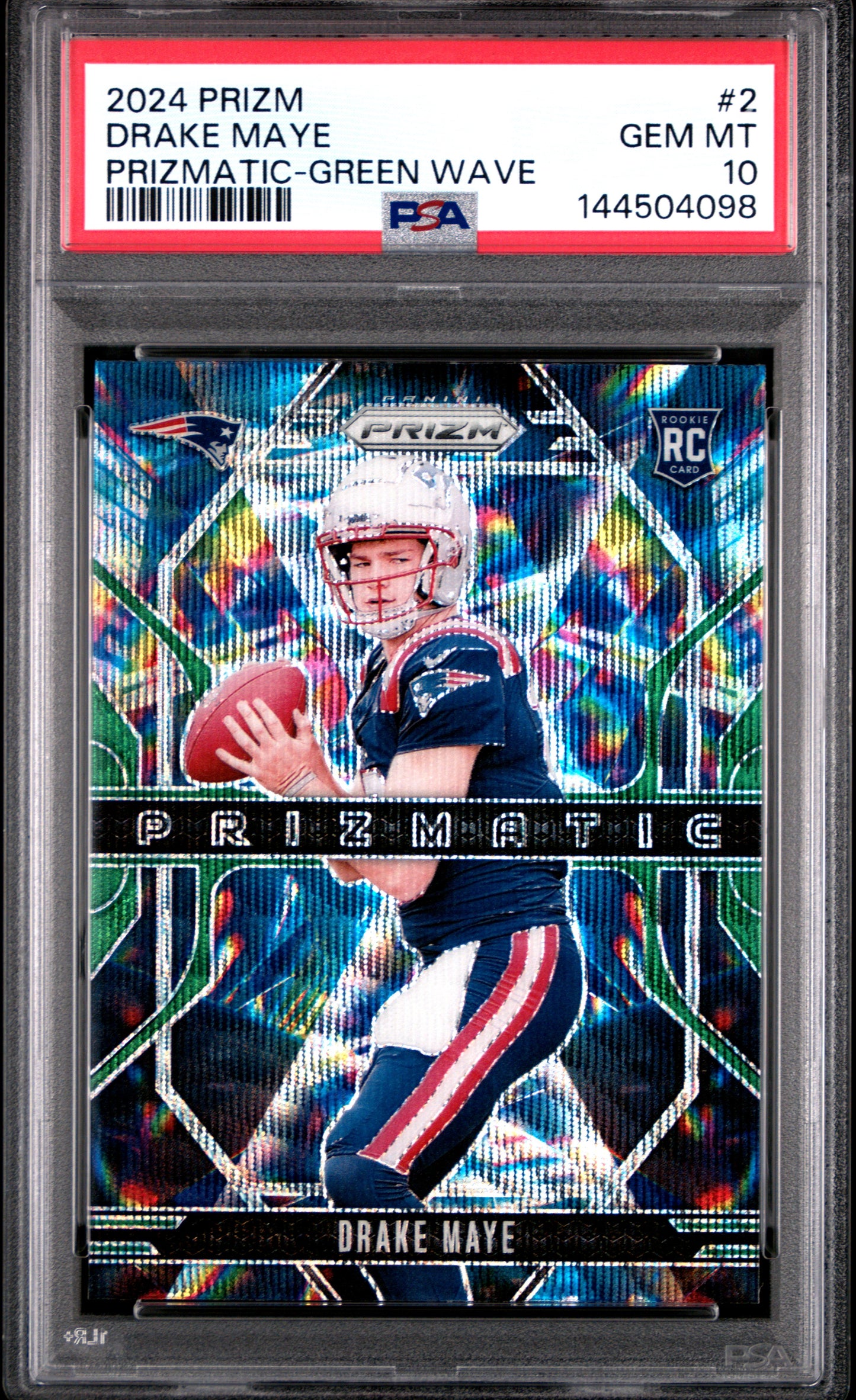 2024 Panini Prizm Prizmatic #2 Drake Maye Prizmatic-Green Wave PSA 10