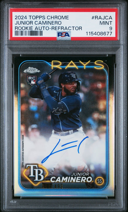2024 Topps Chrome #RA-JCA Junior Caminero Rookie Autographs PSA 9