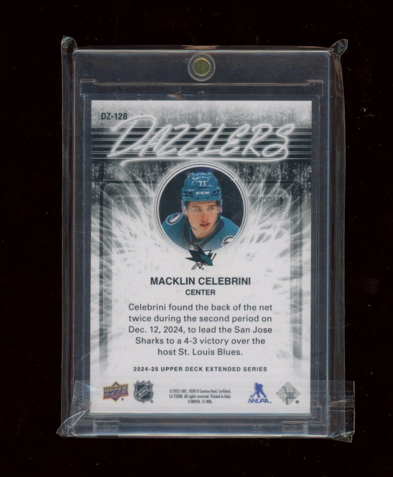 2024-25 Upper Deck #DZ-128 Macklin Celebrini Dazzlers Green