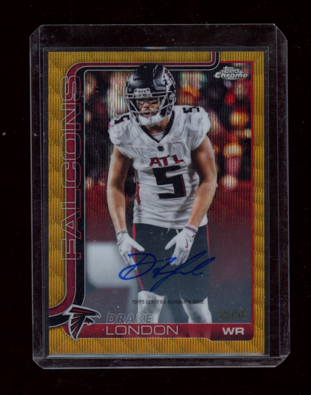2025 Topps Chrome #BA-DL Drake London Auto Gold Wave #/50 JSY #