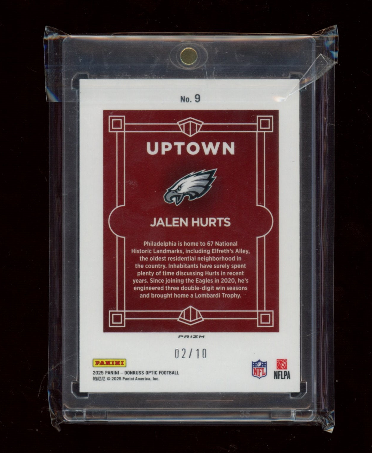 2025 Donruss Optic #9 Jalen Hurts Uptown Gold #/10