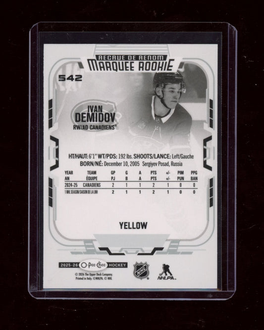2025-26 O-Pee-Chee #542 Ivan Demidov Rainbow Foil #/350