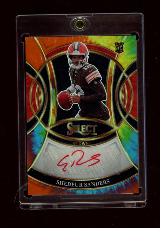 2025 Panini Select #RSI-SSS Shedeur Sanders Rookie Signatures Tie-Dye Prizm #/25