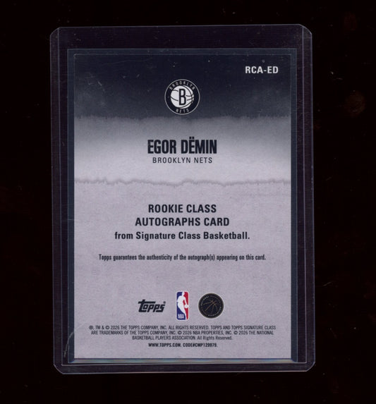 2025-26 Topps Signature Class #RCA-ED Egor Dëmin Rookie Class Auto Red #/25