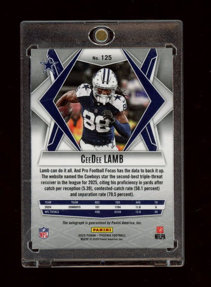 2025 Panini Phoenix #125 CeeDee Lamb Base Autographs Lava Prizm #/49