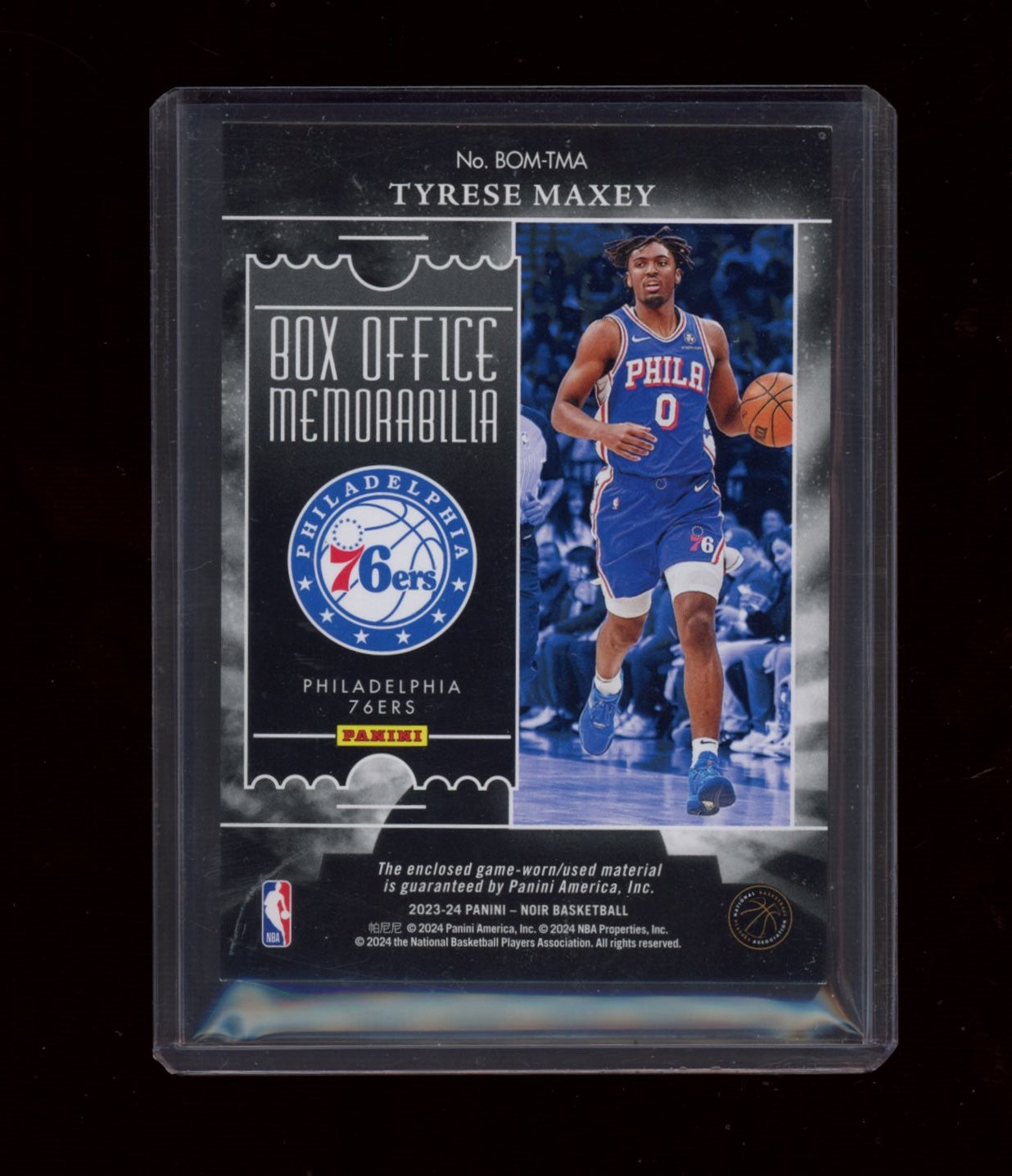 2023-24 Panini Noir #BOM-ANT Tyrese Maxey Box Office Memorabilia #/25