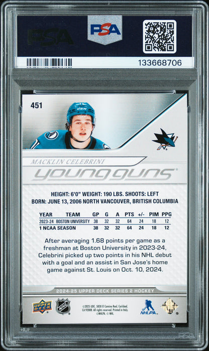 2024 Upper Deck #451 Macklin Celebrini PSA 8