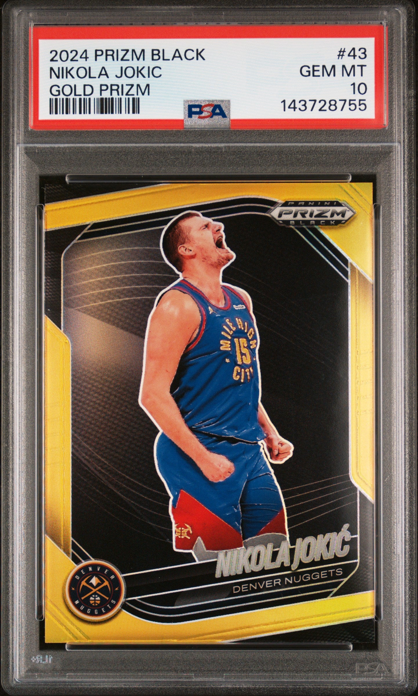 2024 Panini Prizm Black #43 Nikola Jokic Gold Prizm PSA 10