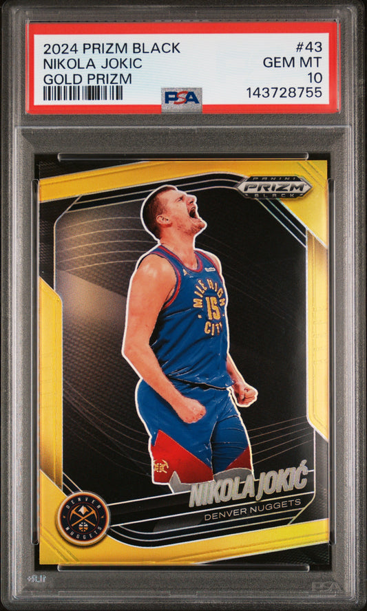 2024 Panini Prizm Black #43 Nikola Jokic Gold Prizm PSA 10