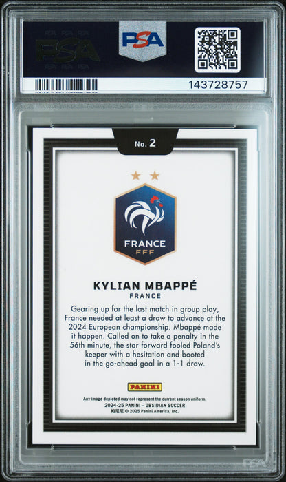 2024-25 Panini Obsidian Black Color Blast #2 Kylian Mbappe PSA 10