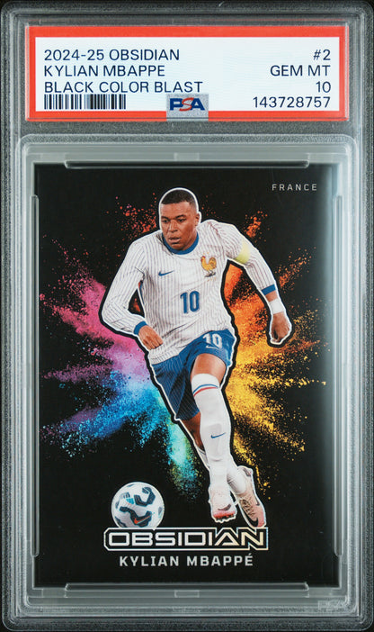 2024-25 Panini Obsidian Black Color Blast #2 Kylian Mbappe PSA 10