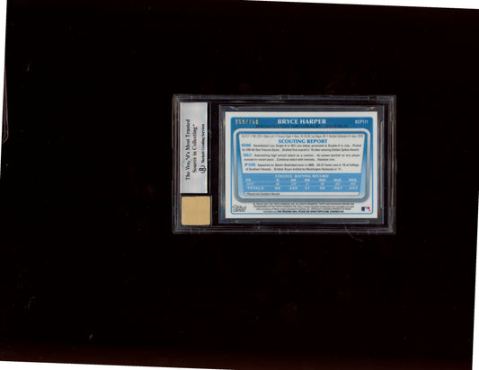2011 Bowman Chrome Prospect Auto Blue Refractor Bryce Harper BGS 9/10