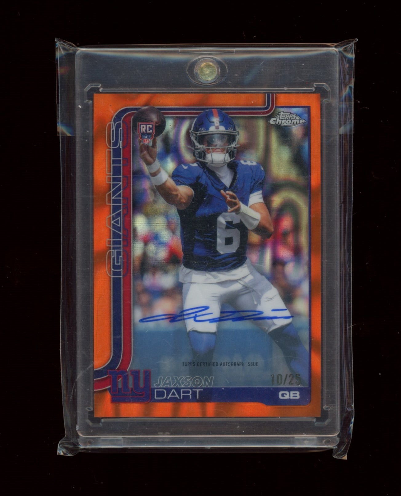 2025 Topps Chrome #306 Jaxson Dart Orange Lava Refractor #/25
