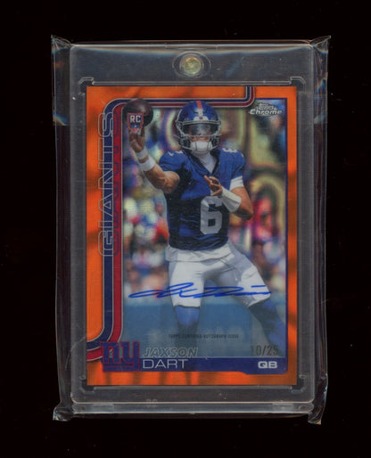 2025 Topps Chrome #306 Jaxson Dart Orange Lava Refractor #/25