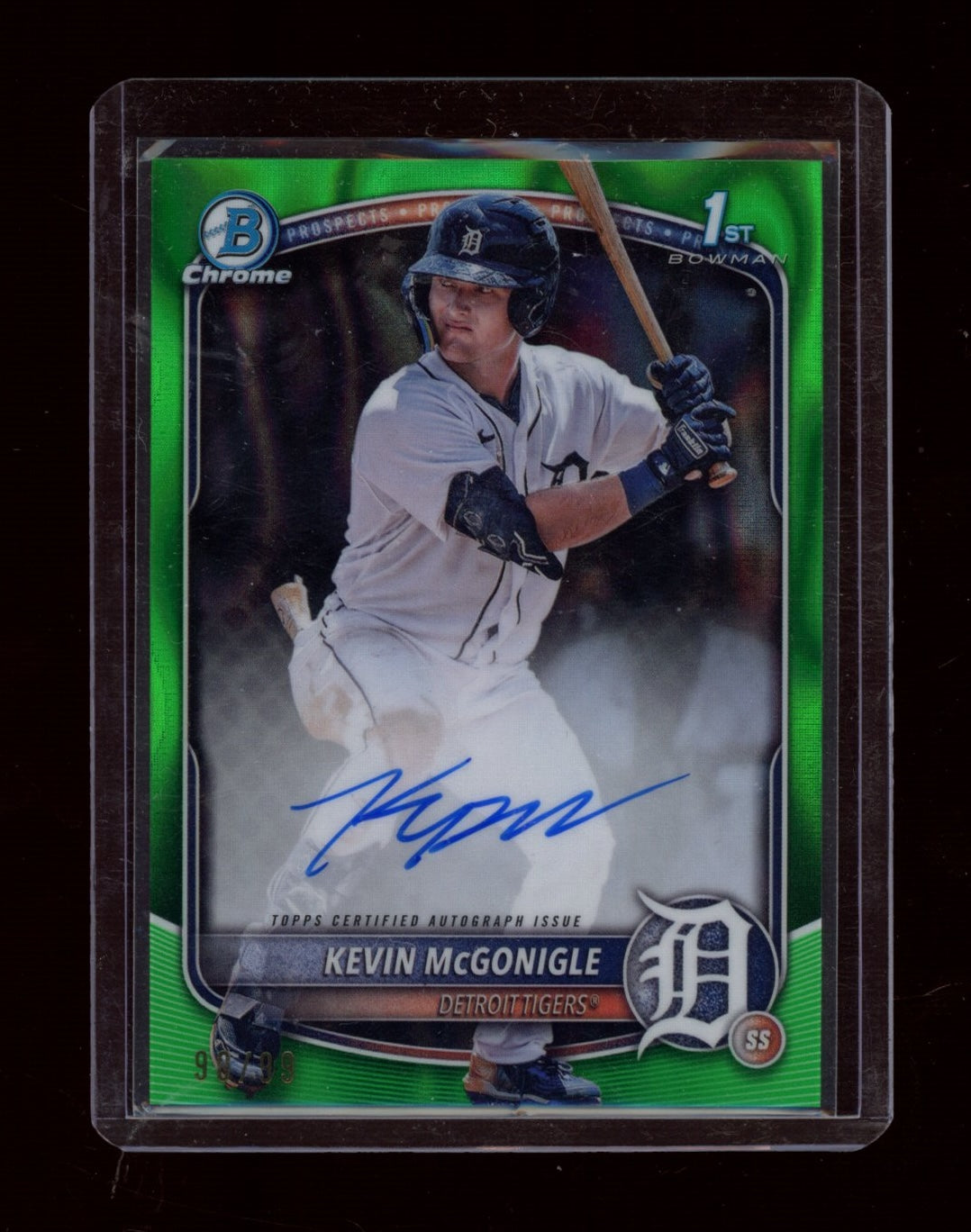 2025 Bowman #CPA-KM Kevin McGonigle Auto Green Lava Refractor #/99