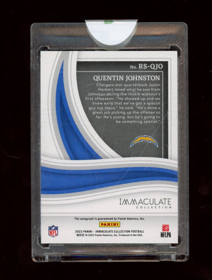 2023 Panini Immaculate #RS-QJO Quentin Johnston Rookie Shadowbox Sig #/49