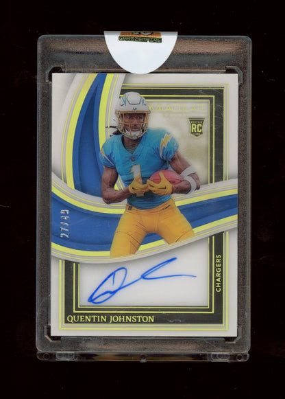 2023 Panini Immaculate #RS-QJO Quentin Johnston Rookie Shadowbox Sig #/49