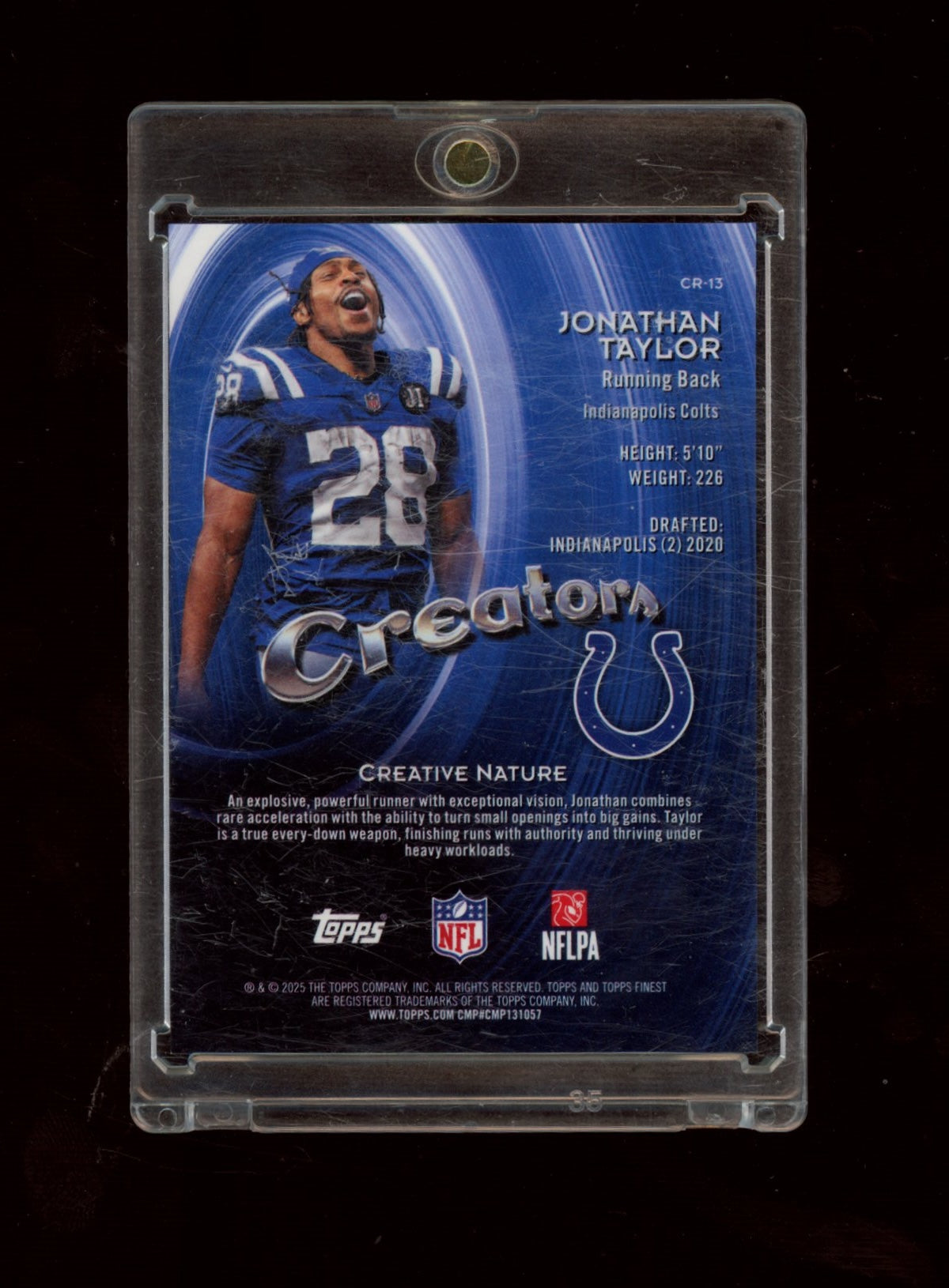2025 Finest #CR-13 Jonathan Taylor Creators Orange Refractor #/25