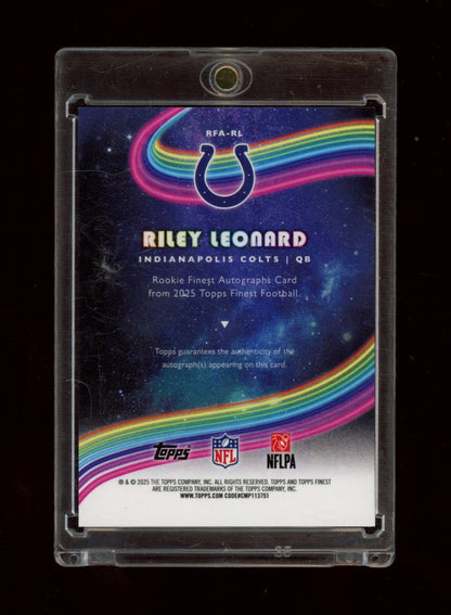 2025 Finest #RFA-RL Riley Leonard Rookie Finest Auto Blue Geo Refractor #/99