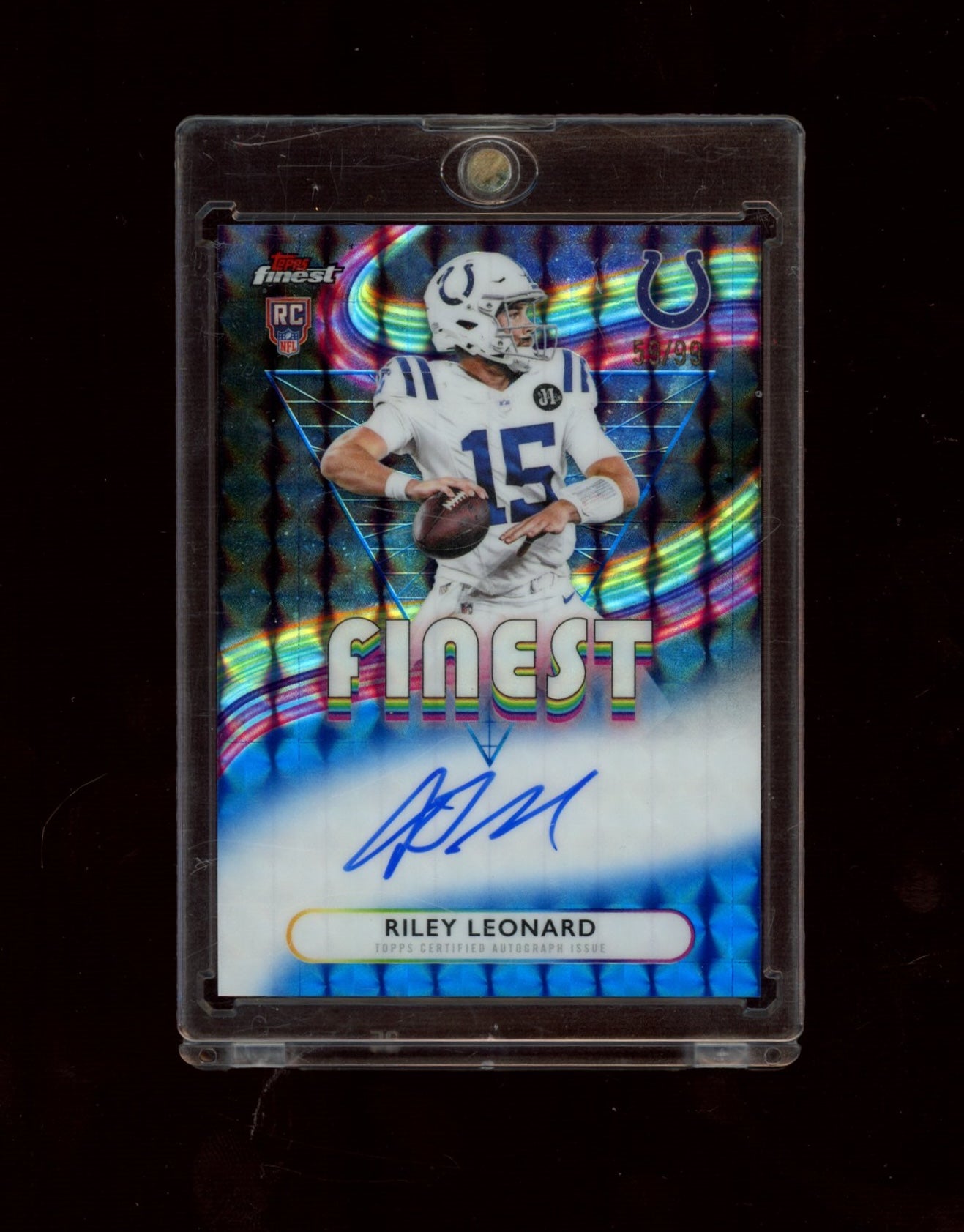 2025 Finest #RFA-RL Riley Leonard Rookie Finest Auto Blue Geo Refractor #/99