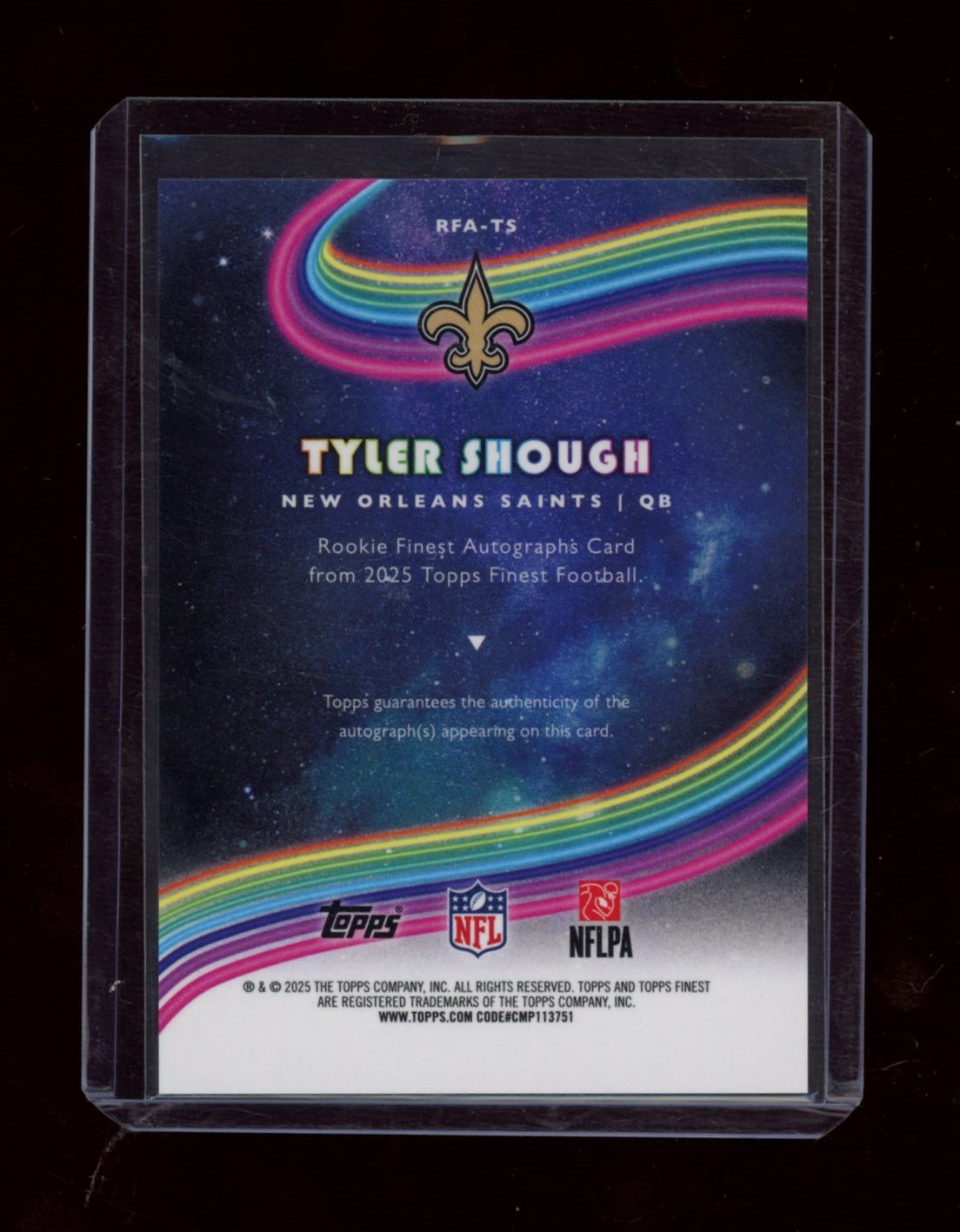 2025 Finest #RFA-TS Tyler Shough Rookie Finest Autographs