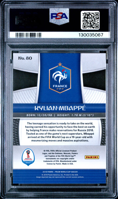 2018 Panini Prizm World Cup #80 Kylian Mbappe PSA 9