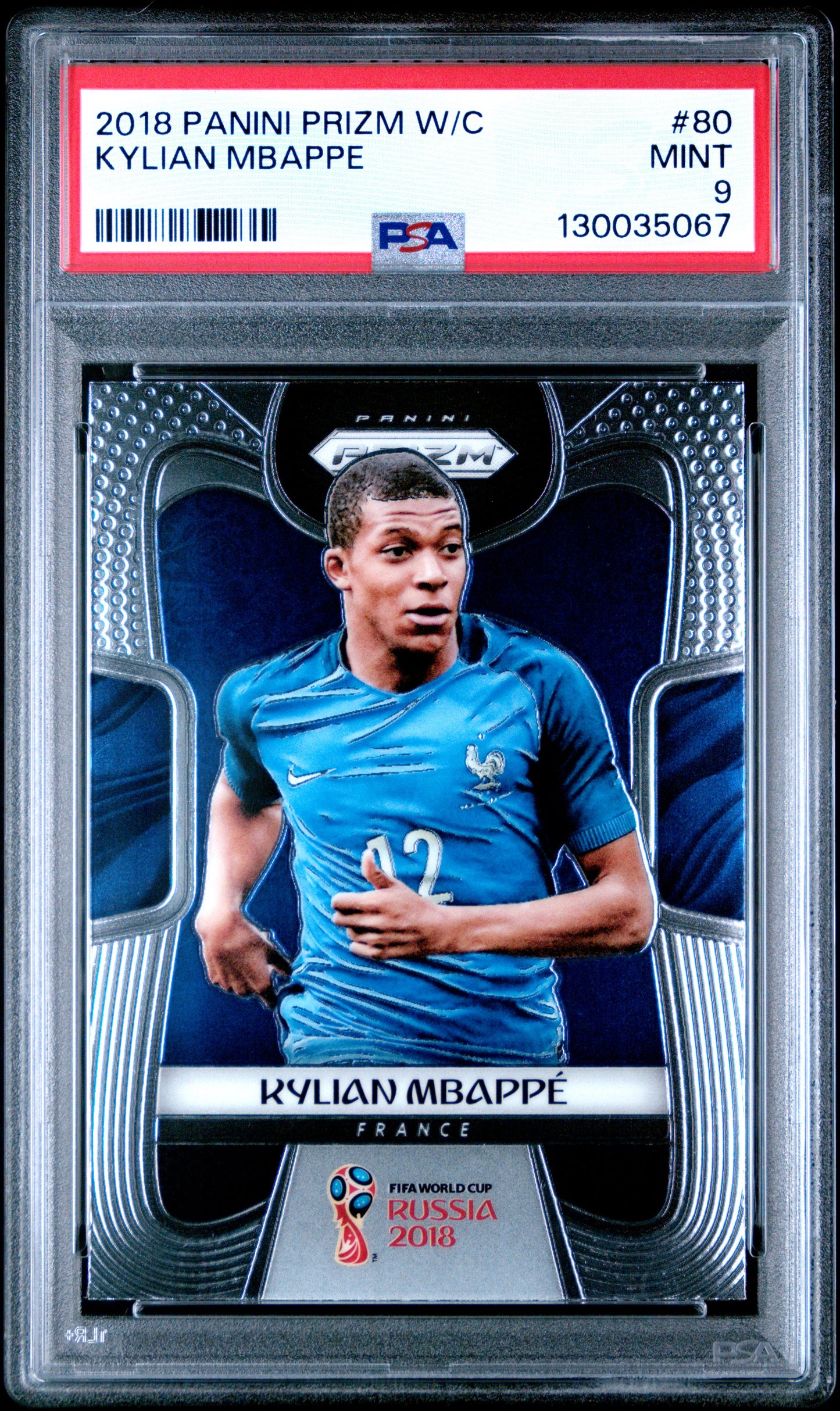 2018 Panini Prizm World Cup #80 Kylian Mbappe PSA 9