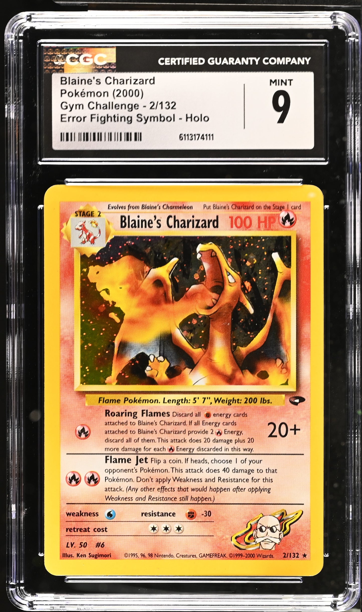 2000 Gym Challenge #2/132 Blaine's Charizard CGC 9