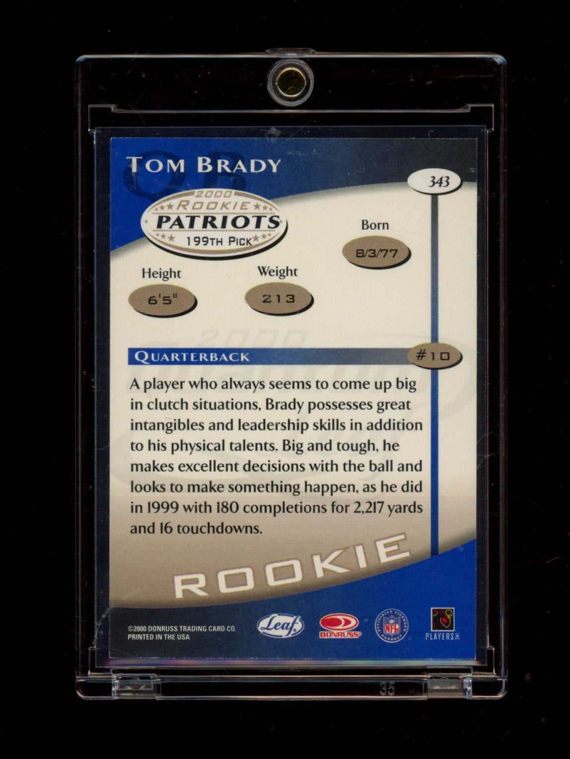 2000 Quantum Leaf #343 Tom Brady