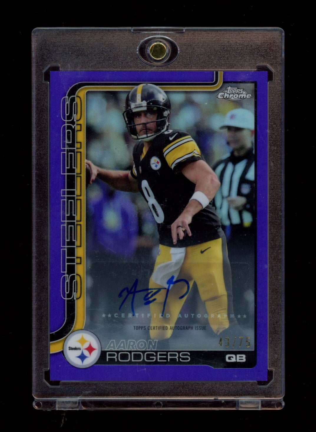 2025 Topps Chrome #BA-AR Aaron Rodgers Chrome Autographs Purple Refractor #/75