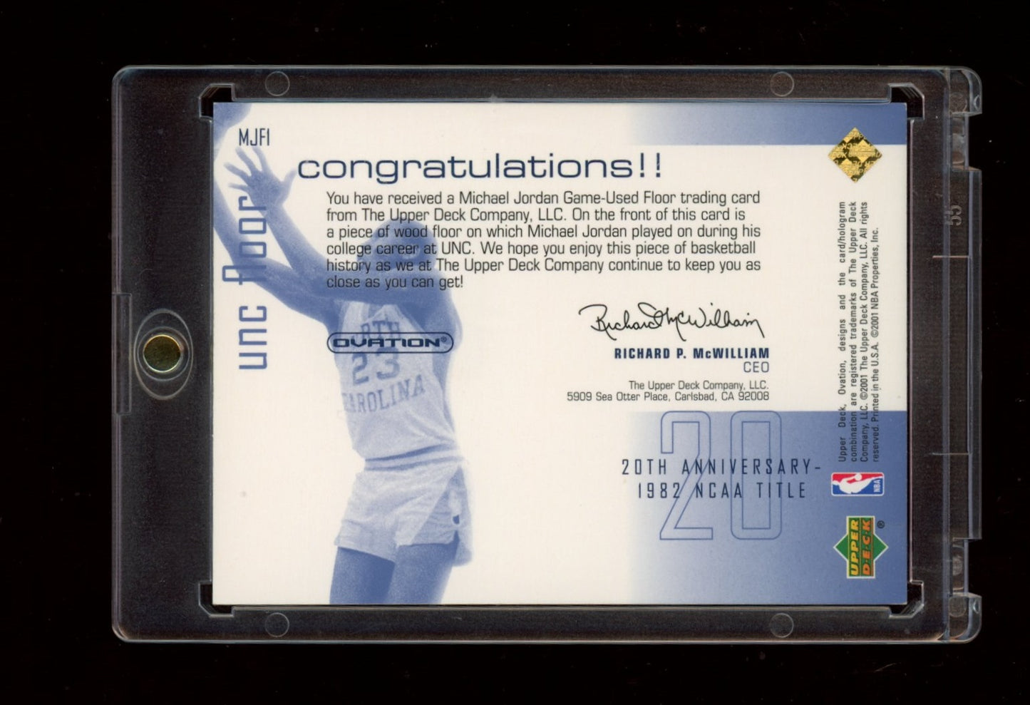 2001-02 Upper Deck Ovation #MJF1 Michael Jordan MJ UNC Memorabilia