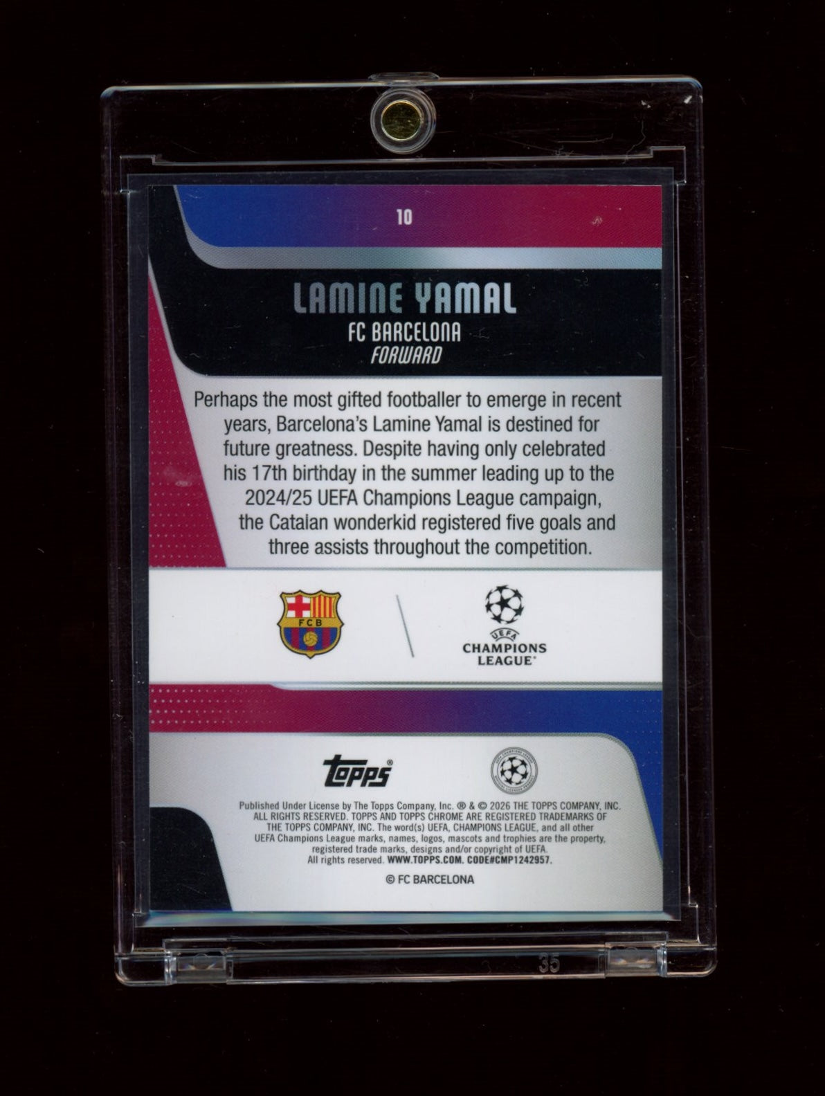 2025-26 Topps Chrome UEFA Club #10 Lamine Yamal Blue X-Fractor #/150