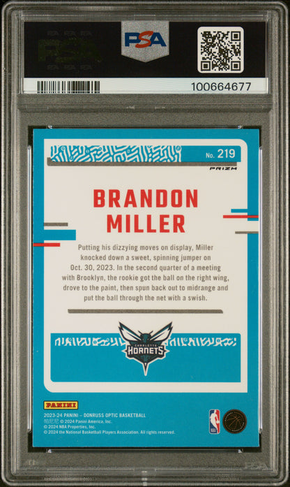 2023 Panini Donruss Optic #219 Brandon Miller Holo PSA 10