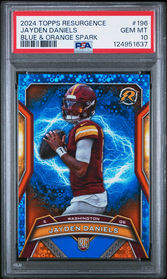 2024 Topps Resurgence #196 Jayden Daniels Blue & Orange Spark PSA 10