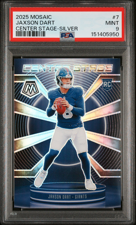 2025 Panini Mosaic Center Stage #7 Jaxson Dart Center Stage-Silver PSA 9