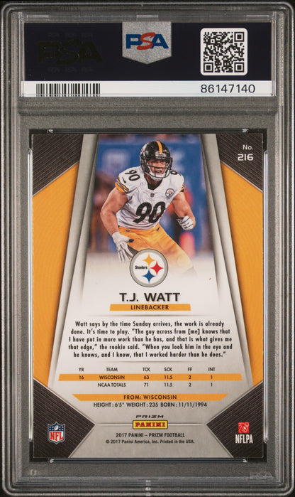 2017 Panini Prizm #216 T.J. Watt Prizm PSA 9